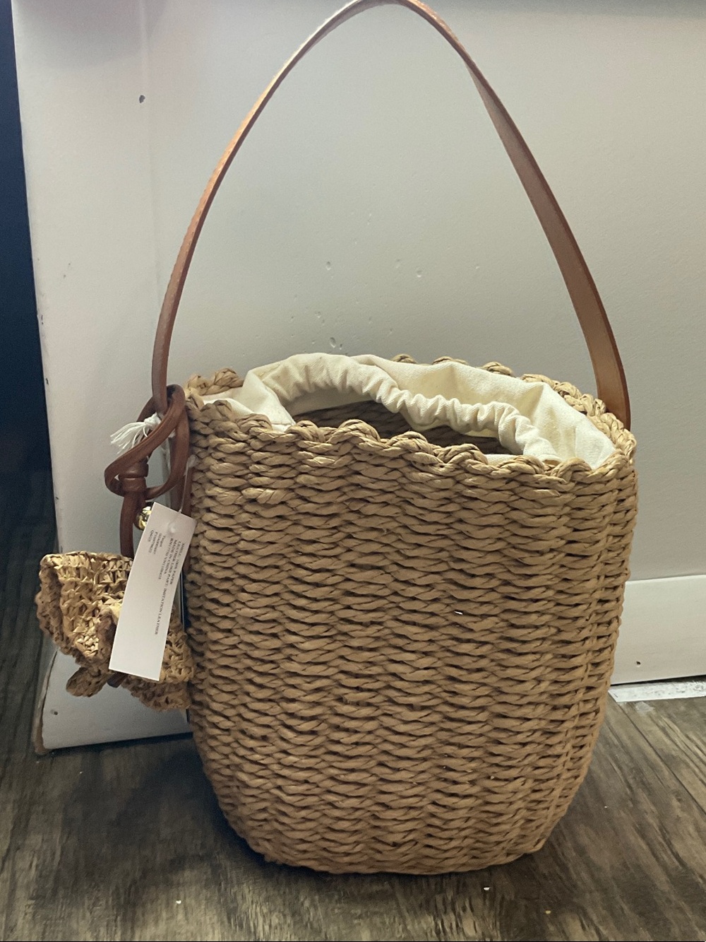 Universal Thread Straw Drawstring Bucket Bag
